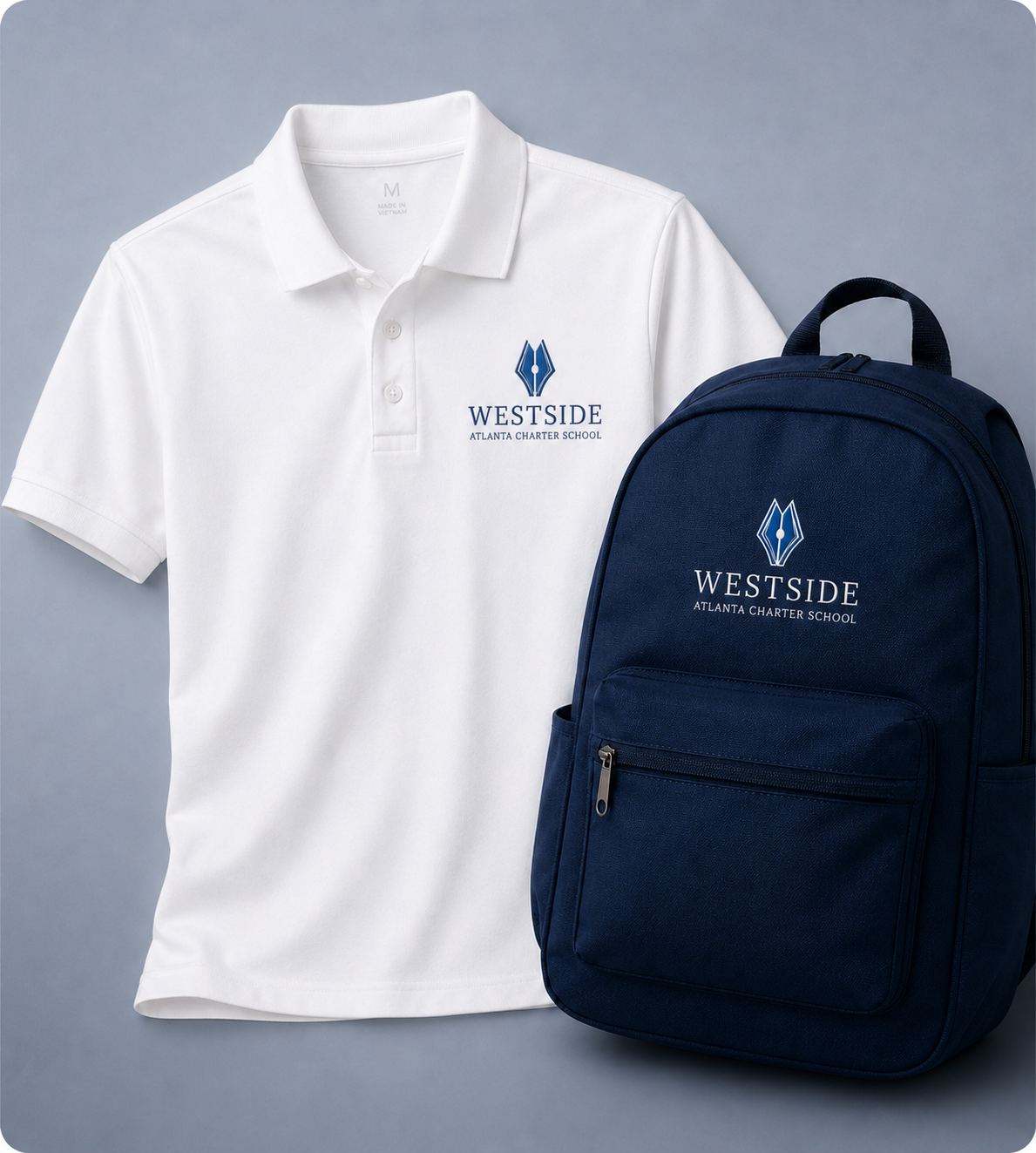 Westside uniform polo and backpack